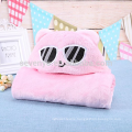 Pink Cat Newborn Baby Soft Natural Cartoon Warm Hooded Bath Towels